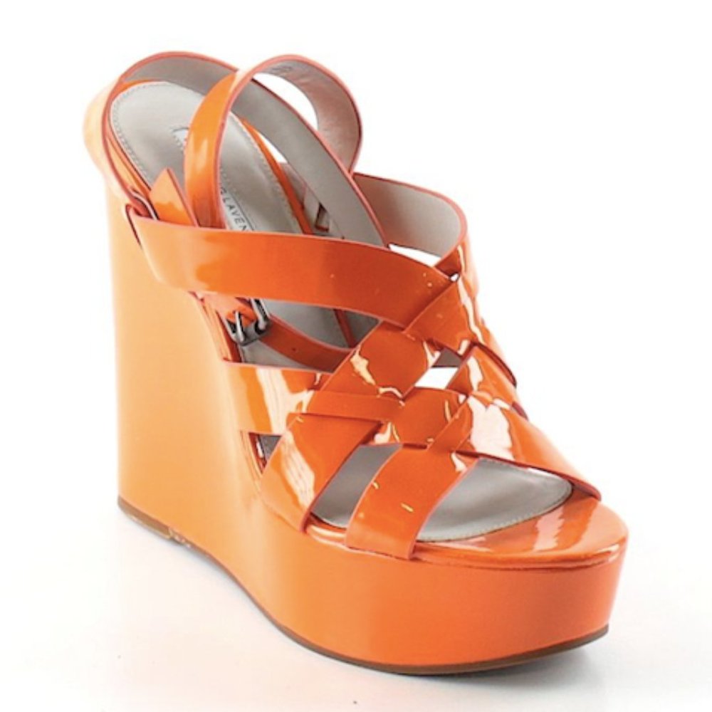 Vera Wang Lavender Neon Orange Wedges